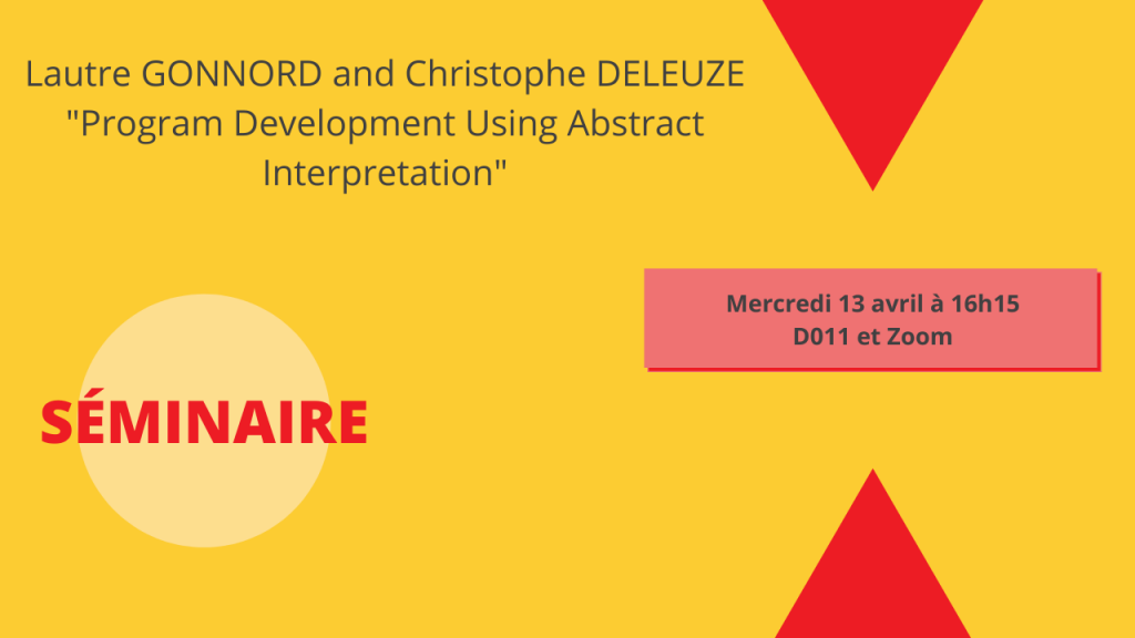 Actualité bannière séminaire Gonnord et Deleuze Program Development Using Abstract Interpretation